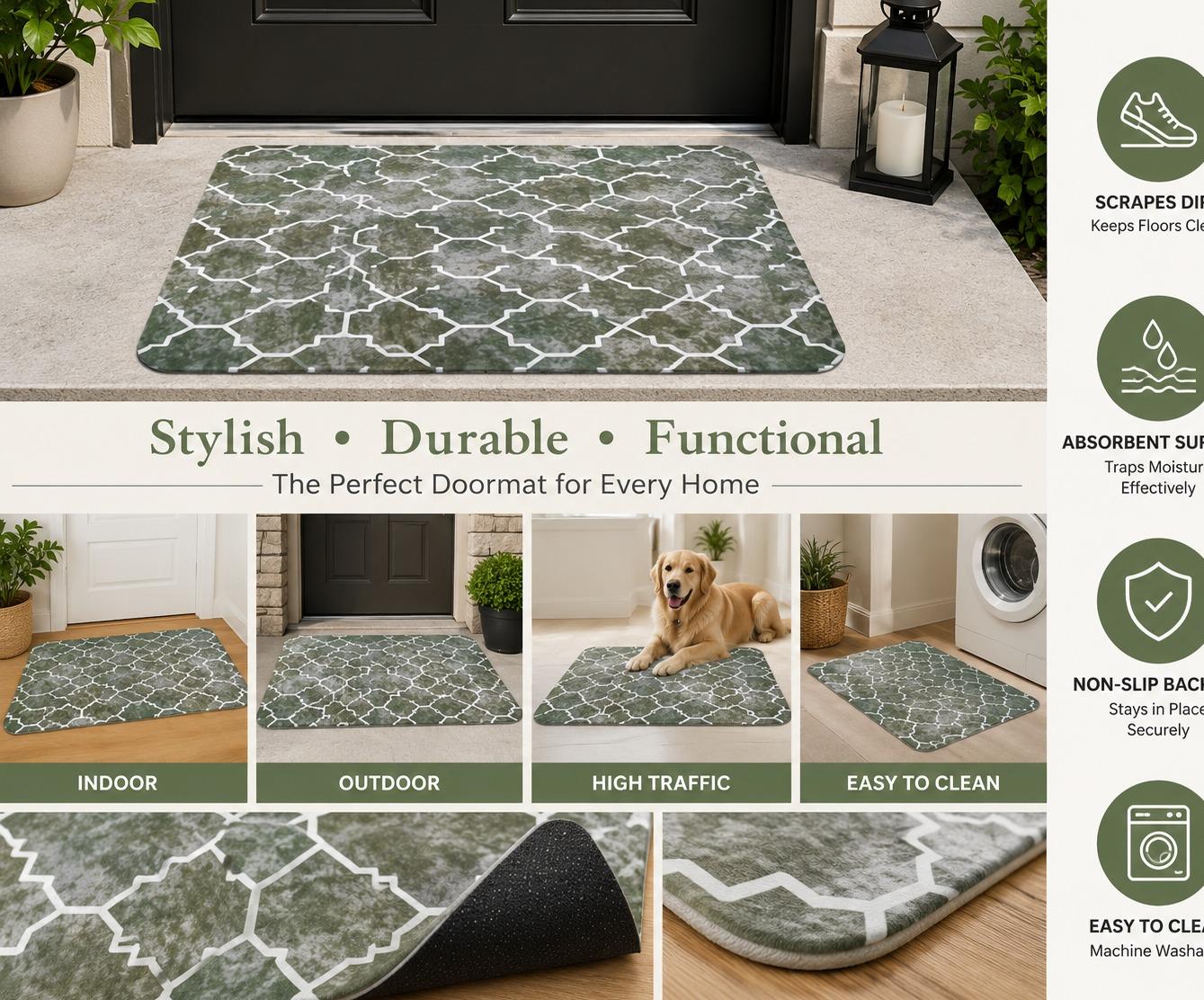 Premium Non-Slip Door Mat – Stylish, Durable & Super Absorbent Floor Mat for Indoor & Outdoor Use