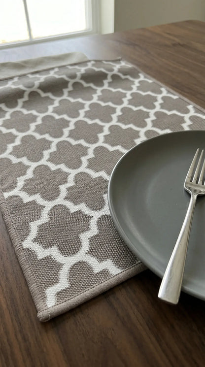 Grey Geometric Anti-Slip Dining Table Mat