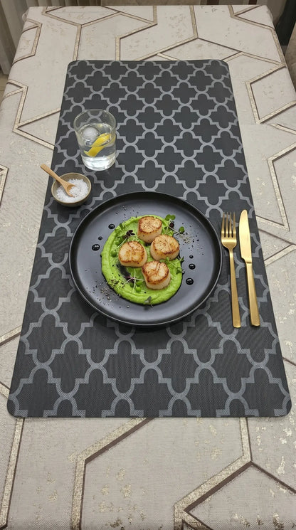 Black Geometric Anti-Slip Dining Table Mat