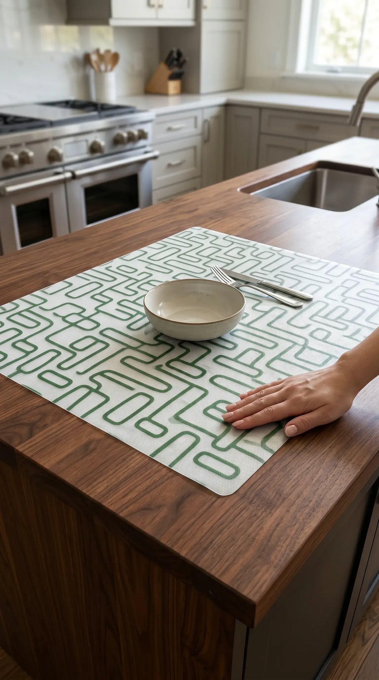 Green Anti-Slip Designer Dining Table Mat