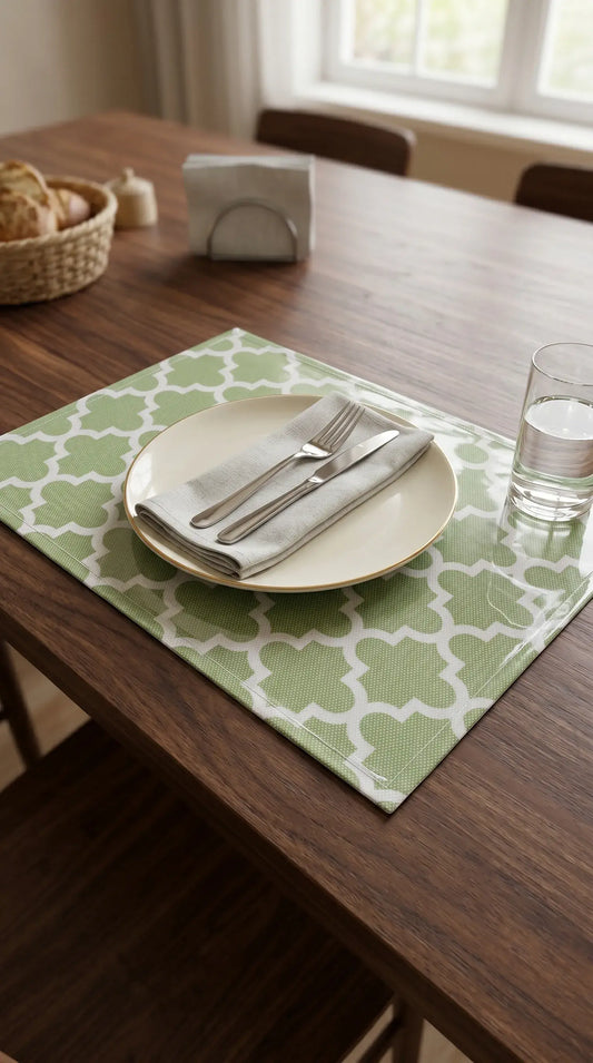 Green Geometric Anti-Slip Dining Table Mat