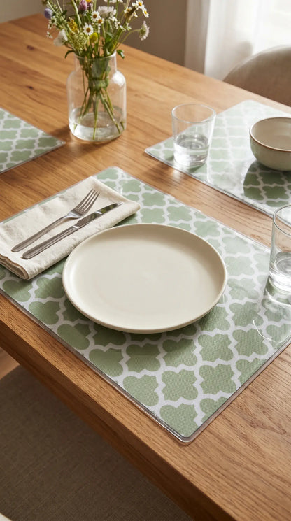Green Geometric Anti-Slip Dining Table Mat