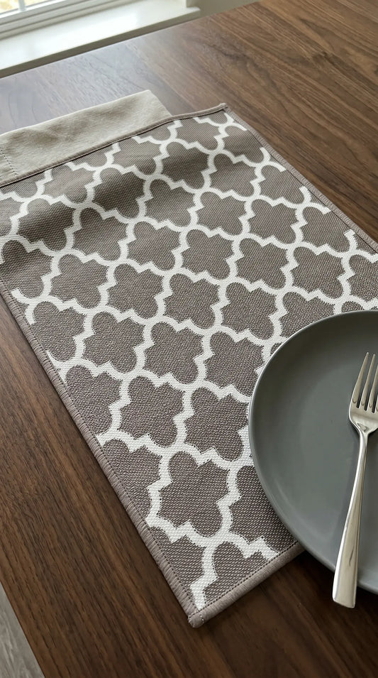 Grey Geometric Anti-Slip Dining Table Mat
