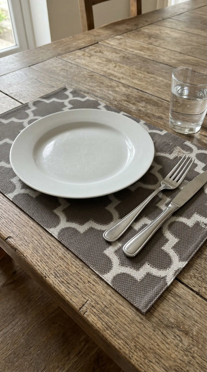 Grey Geometric Anti-Slip Dining Table Mat