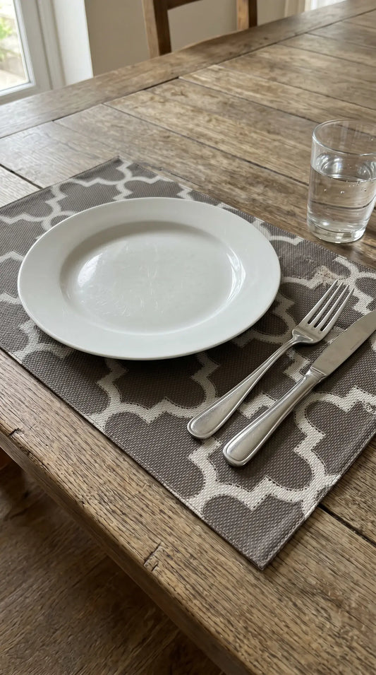 Grey Geometric Anti-Slip Dining Table Mat