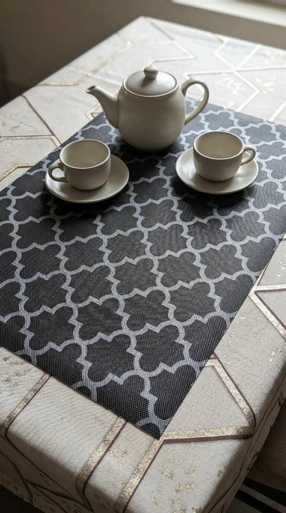 Black Geometric Anti-Slip Dining Table Mat